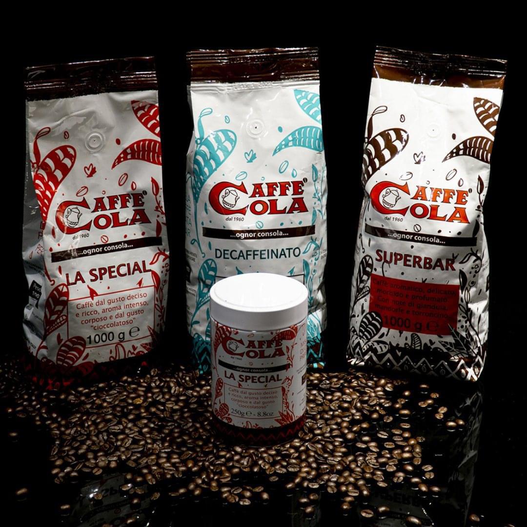 Caffè Cola — La Special, Decaffeinato, Superbar e il barattolo La Special da 250 g